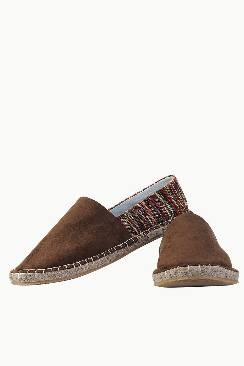 Suede Espadrilles with Canvas Print