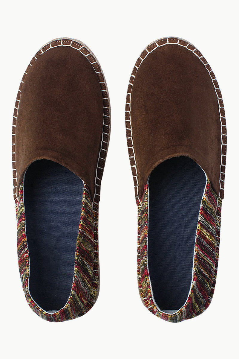 Suede Espadrilles with Canvas Print