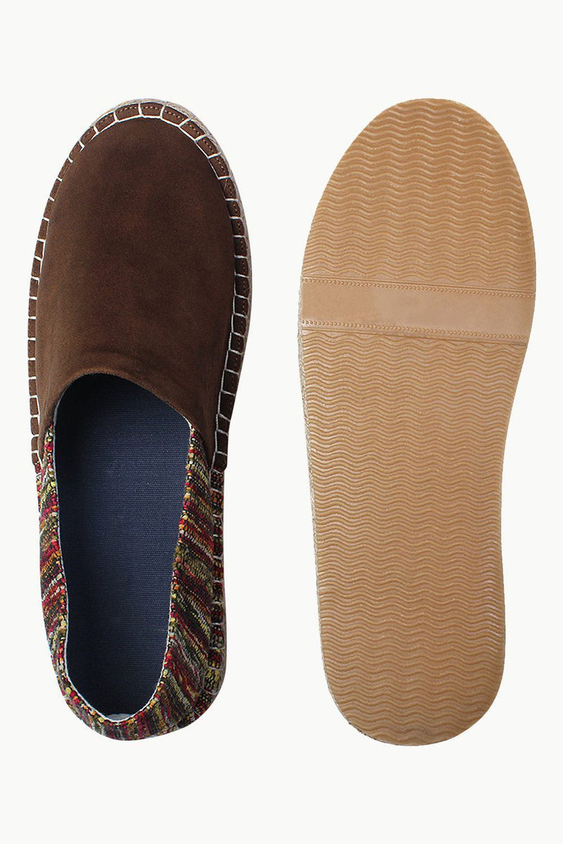 Suede Espadrilles with Canvas Print