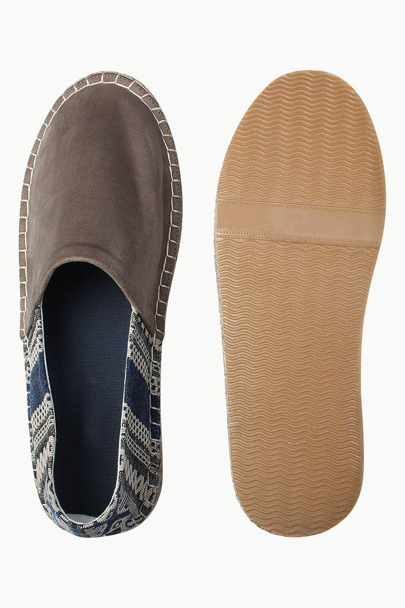 Suede Espadrilles with Canvas Print