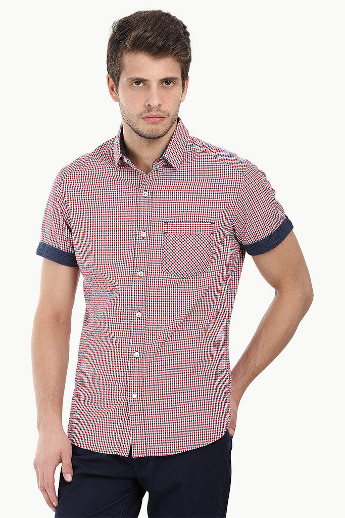 Summer Long Sleeve Plaid Seersucker Shirt