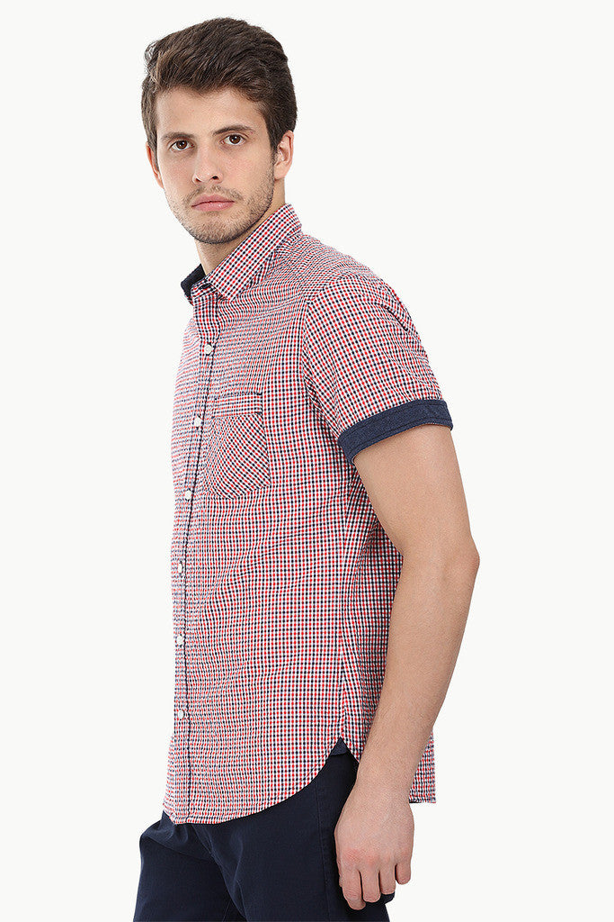 Summer Long Sleeve Plaid Seersucker Shirt