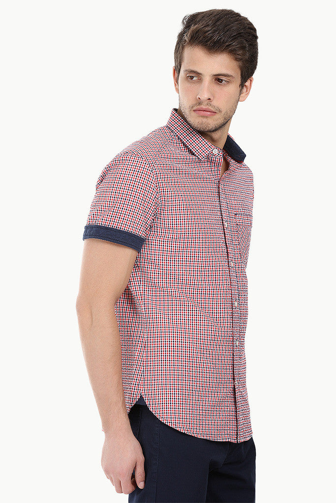 Summer Long Sleeve Plaid Seersucker Shirt