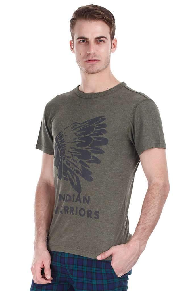 Super Soft Heather Indian Warrior Print Tee