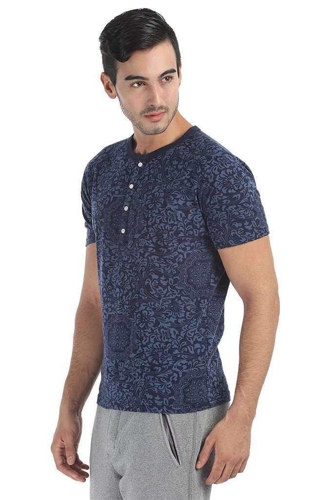 Super Soft Printed Short Sleeve Henley