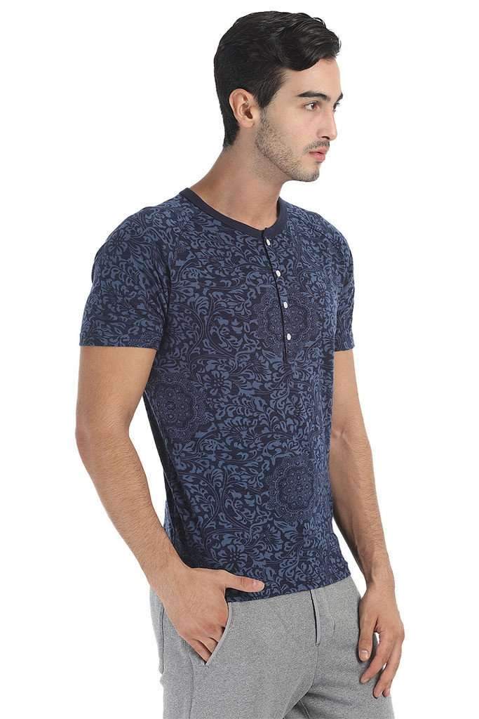 Super Soft Printed Short Sleeve Henley