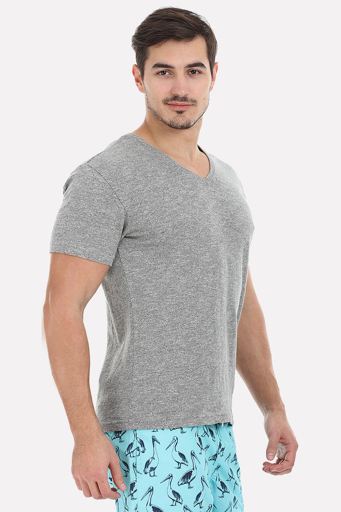 Super Soft Slub And Heather V Neck