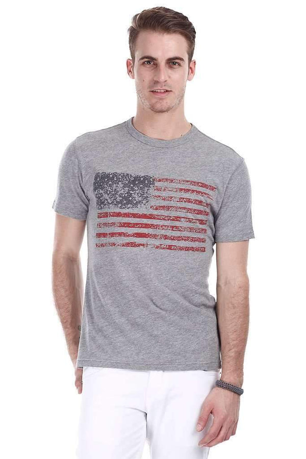 Super Combed Heather American Flag Print Tee