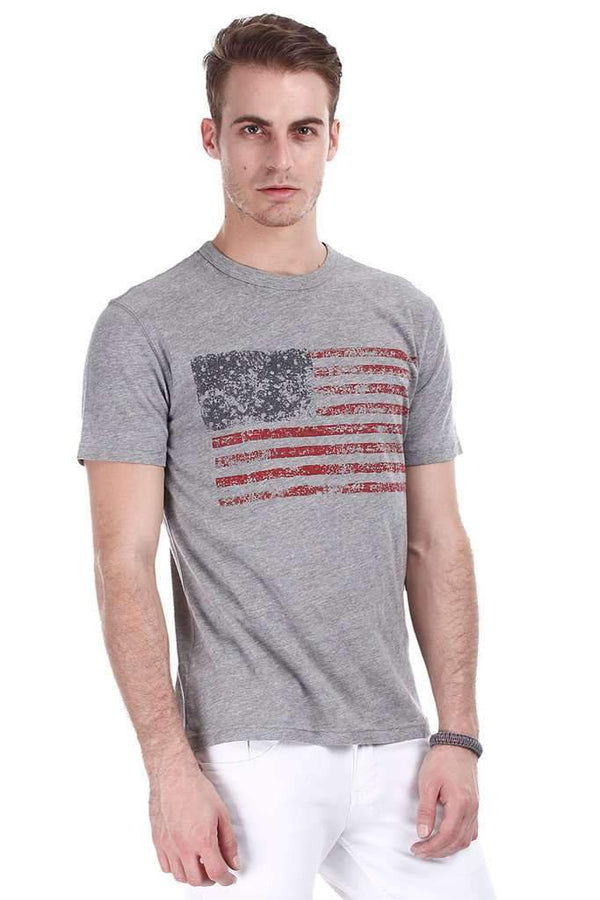 Super Combed Heather American Flag Print Tee
