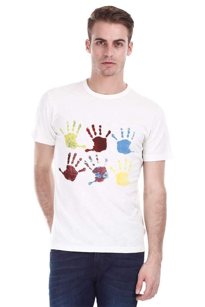 Super Combed Heather Multi Hand Print Tee