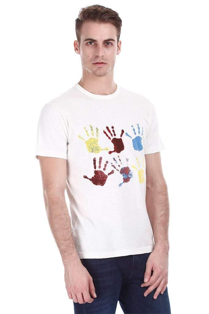 Super Combed Heather Multi Hand Print Tee