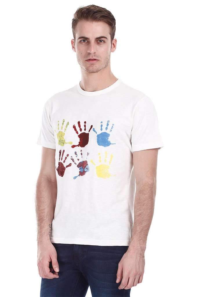 Super Combed Heather Multi Hand Print Tee