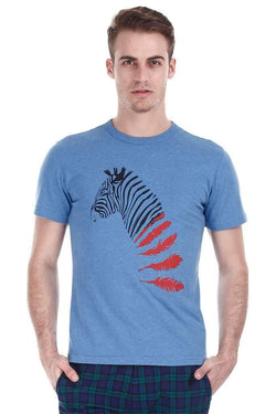 Super Combed Knit Zebra Feather Print Tee
