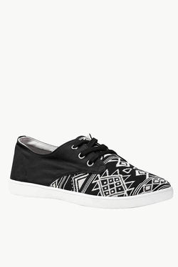 Print Block Lace Up Plimsolls