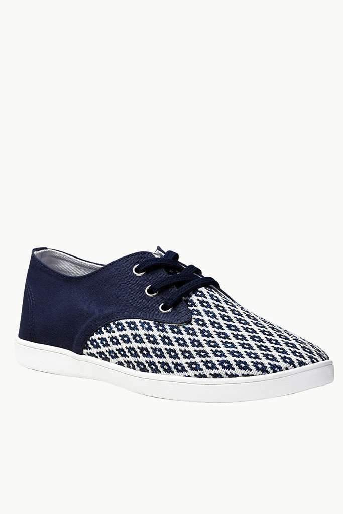 Print Block Lace Up Plimsolls