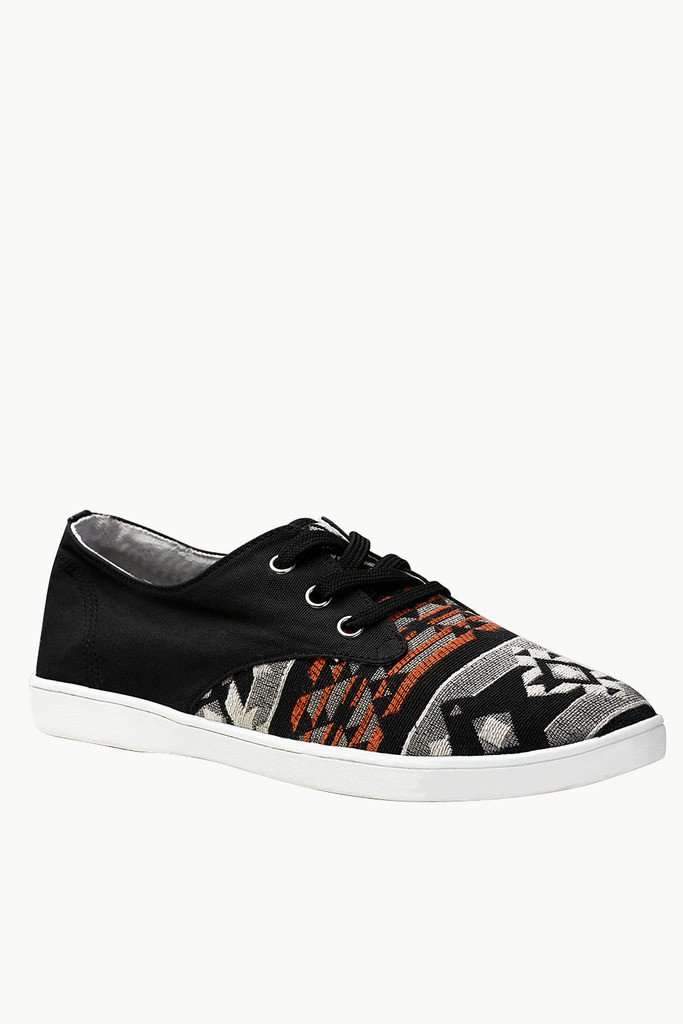 Print Block Lace Up Plimsolls