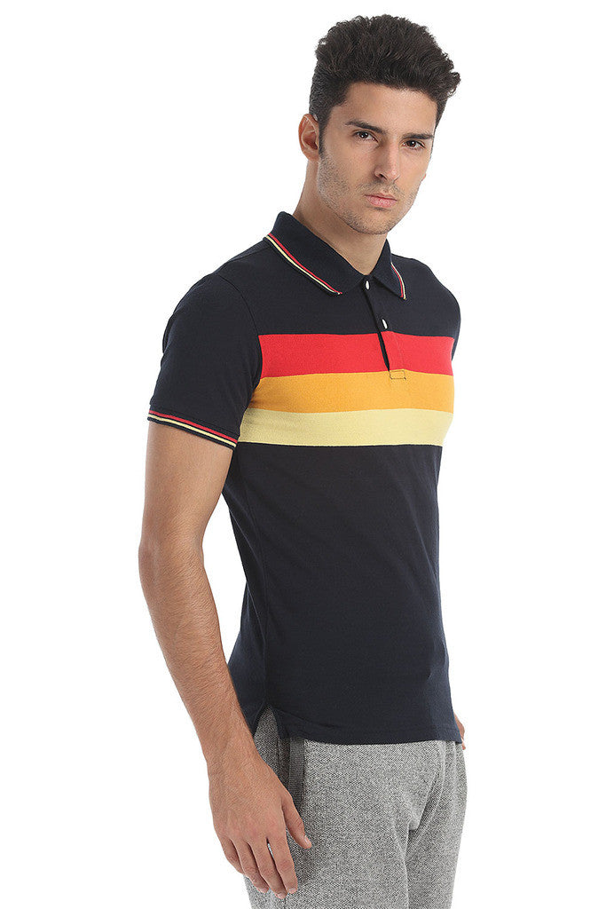 Triple Striper Short Sleeve Sports Polo Tee