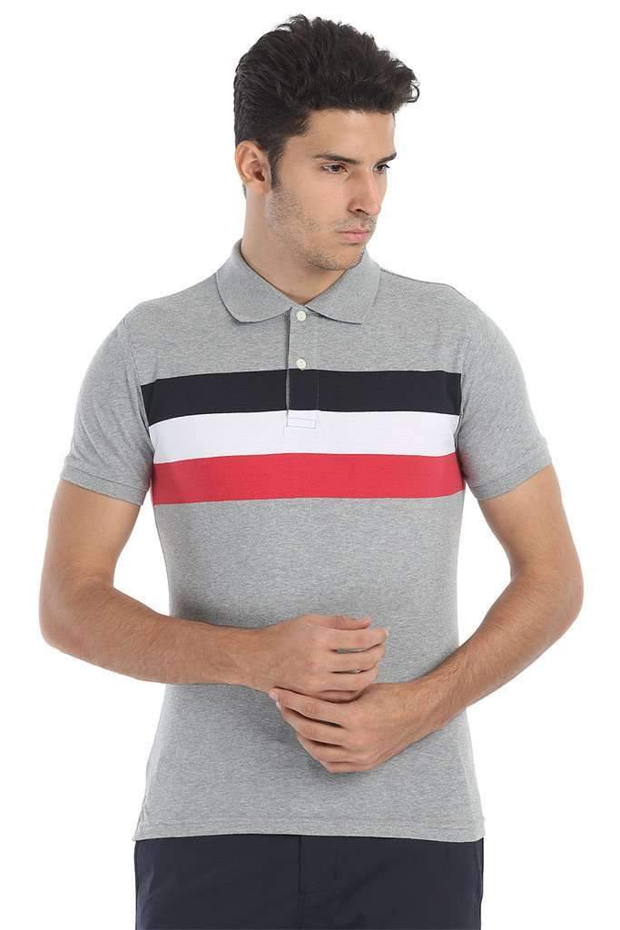Triple Striper Short Sleeve Sports Polo Tee