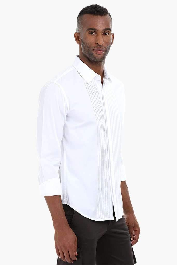 Tuxedo Styled Pintuck Shirt
