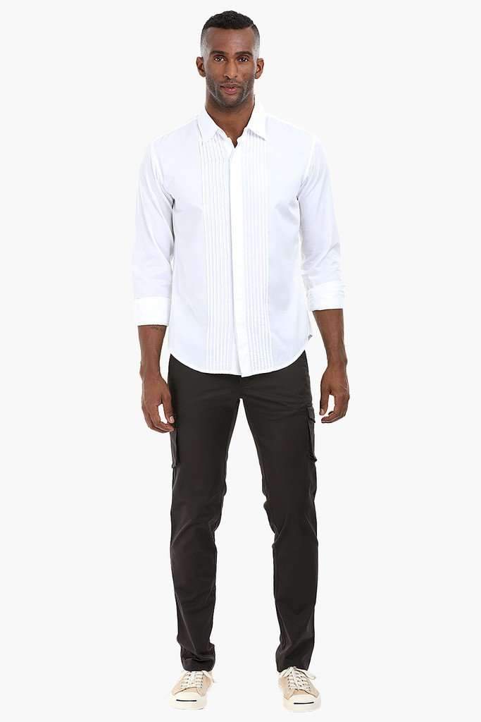 Tuxedo Styled Pintuck Shirt