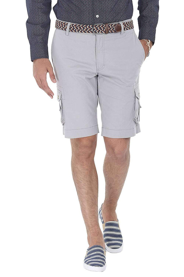 Solid Cotton Twill Slim Fit Shorts