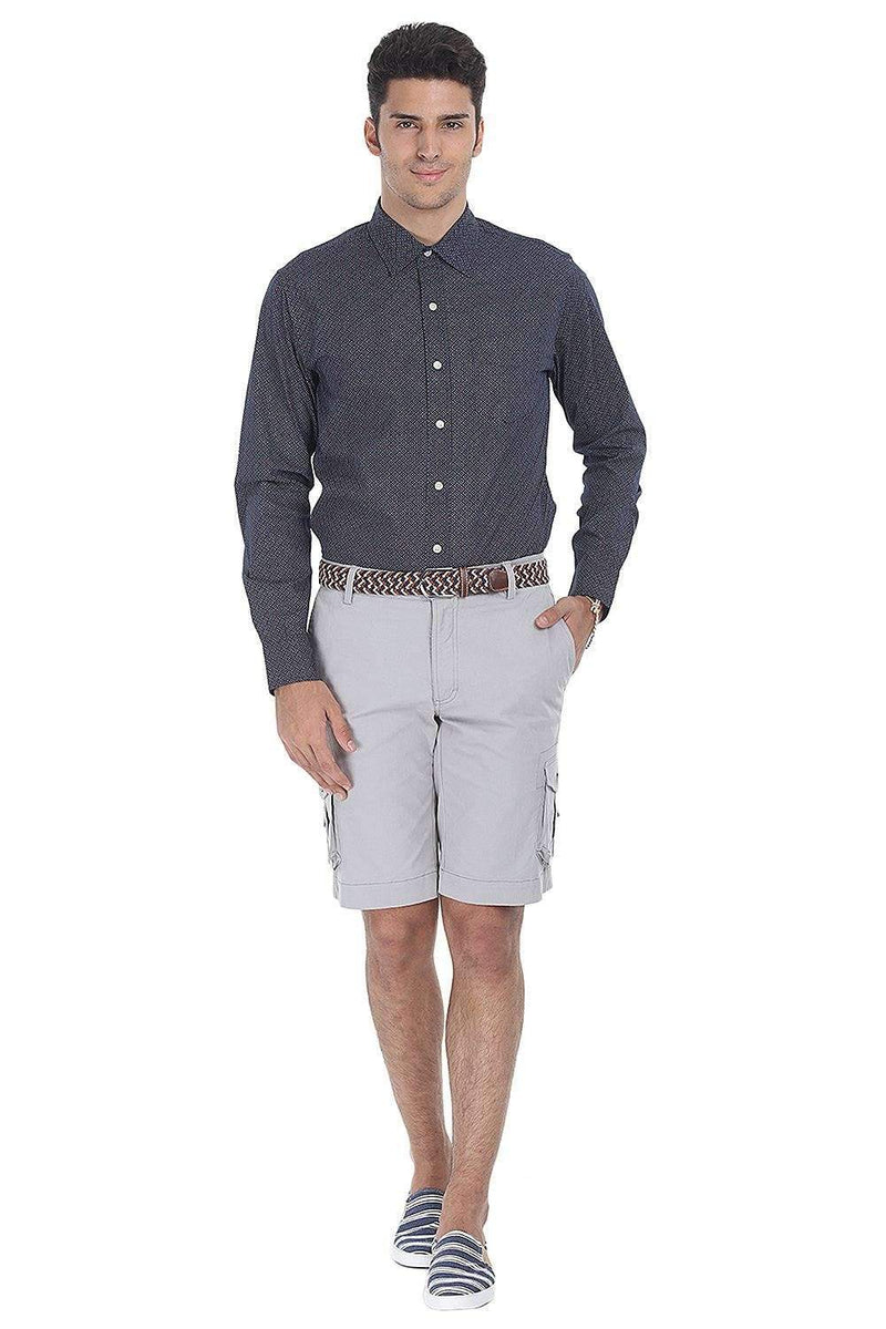 Solid Cotton Twill Slim Fit Shorts
