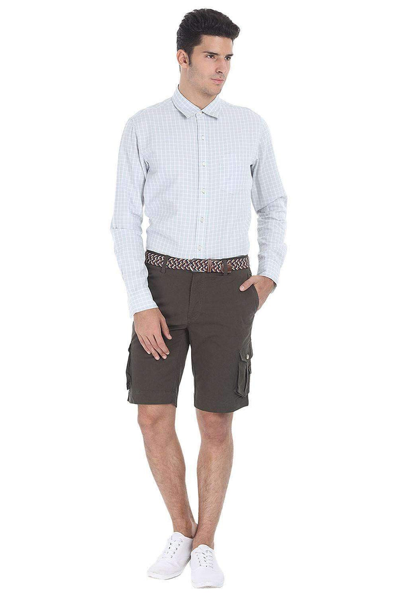 Solid Cotton Twill Slim Fit Shorts