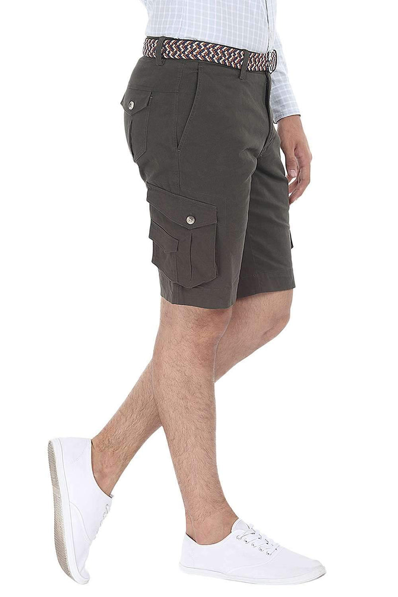 Solid Cotton Twill Slim Fit Shorts