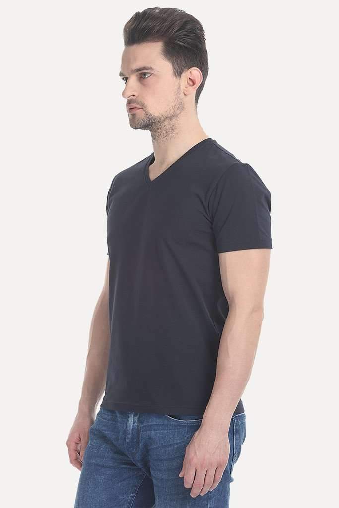 V Neck Slight Stretch Solid T- Shirt