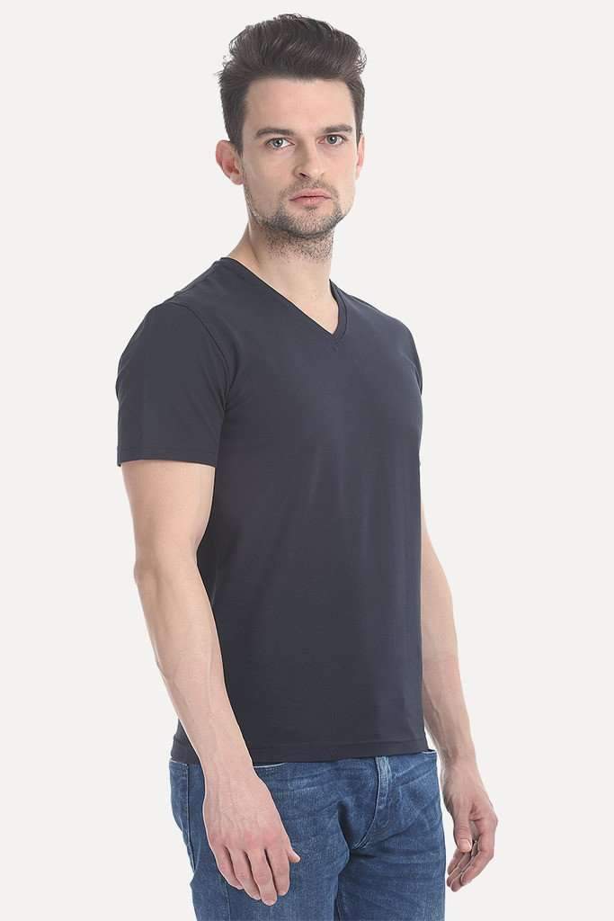 V Neck Slight Stretch Solid T- Shirt