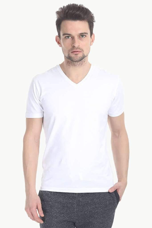 V Neck Slight Stretch Solid T- Shirt
