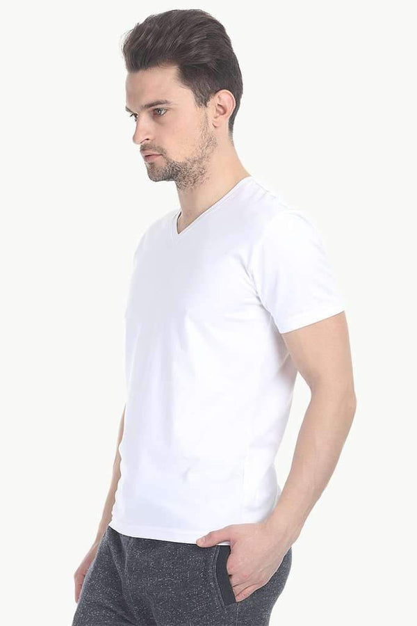 V Neck Slight Stretch Solid T- Shirt