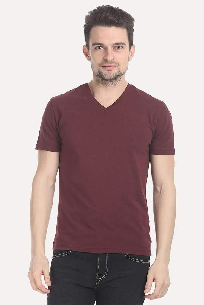 V Neck Slight Stretch Solid T- Shirt