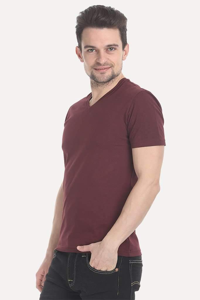 V Neck Slight Stretch Solid T- Shirt