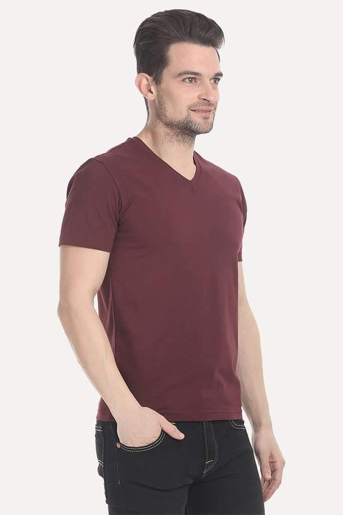 V Neck Slight Stretch Solid T- Shirt