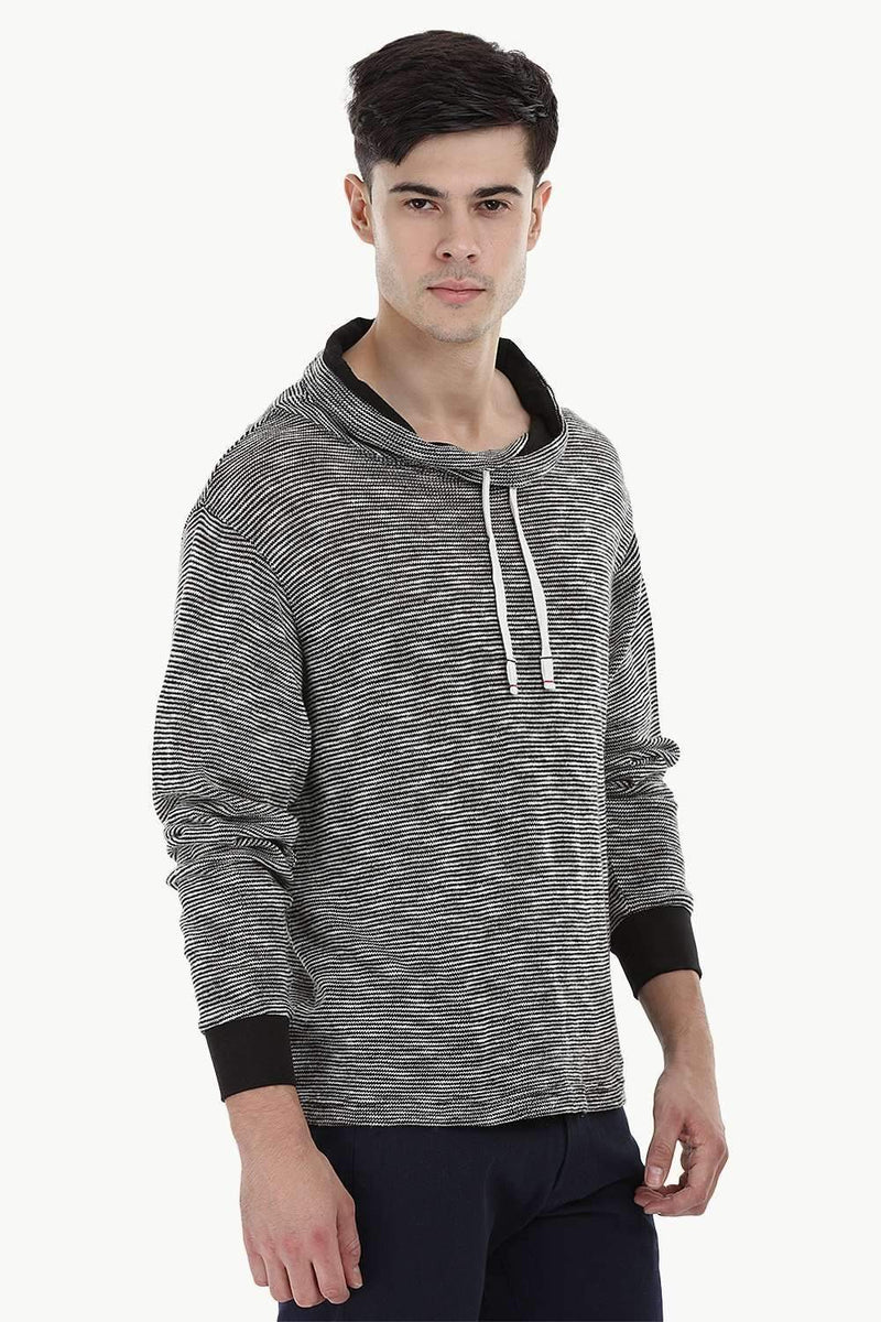 Waffle Cowl Collar Sweatshirt