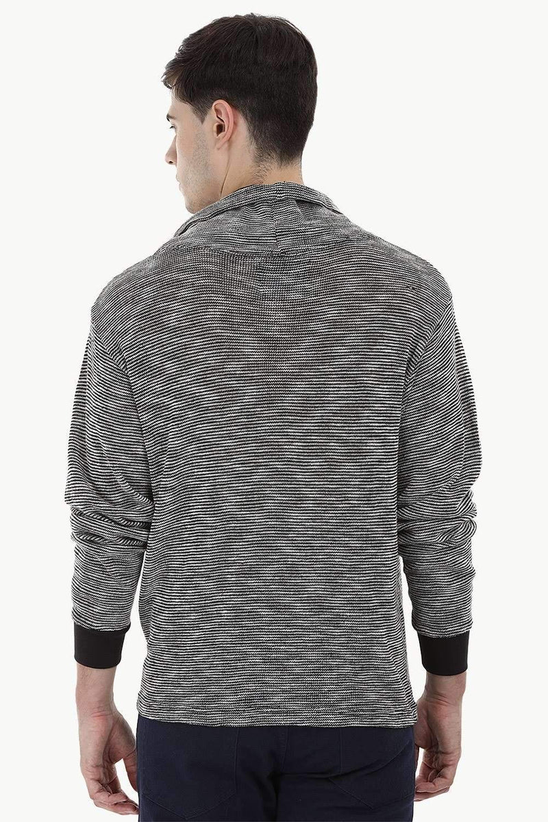 Waffle Cowl Collar Sweatshirt