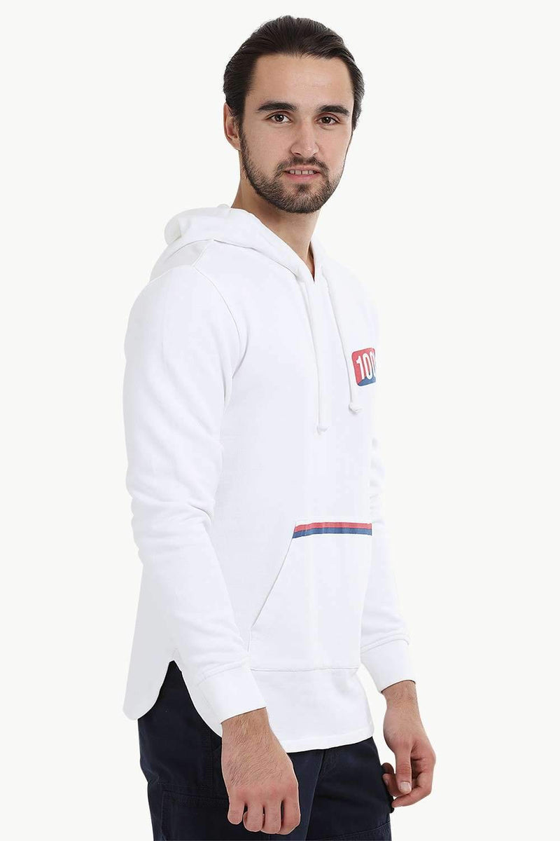 White Popover Hoodie Sweatshirt