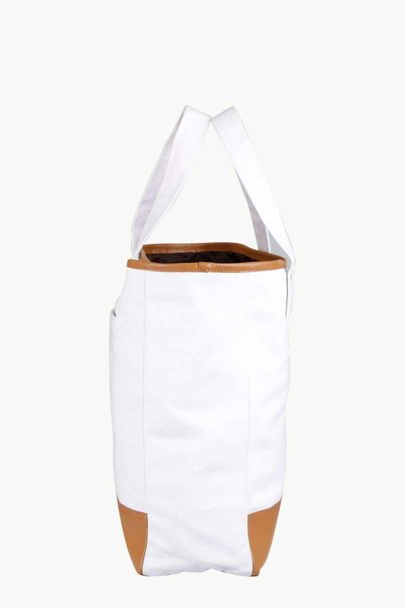 White Twill Faux Detail Tote Bag