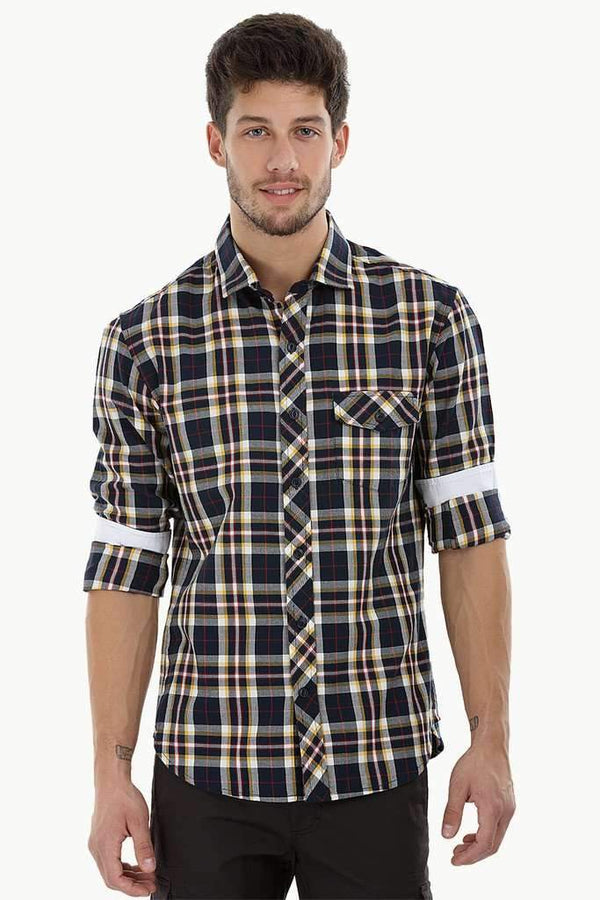 Windowpane Check Cotton Shirt