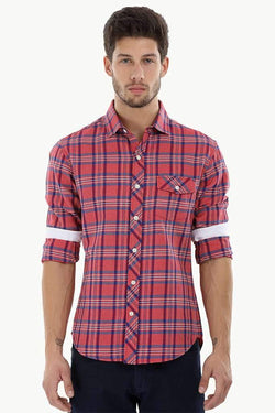Windowpane Check Cotton Shirt