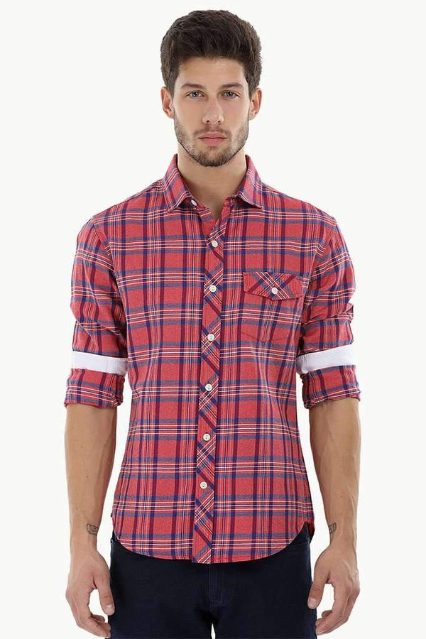 Windowpane Check Cotton Shirt