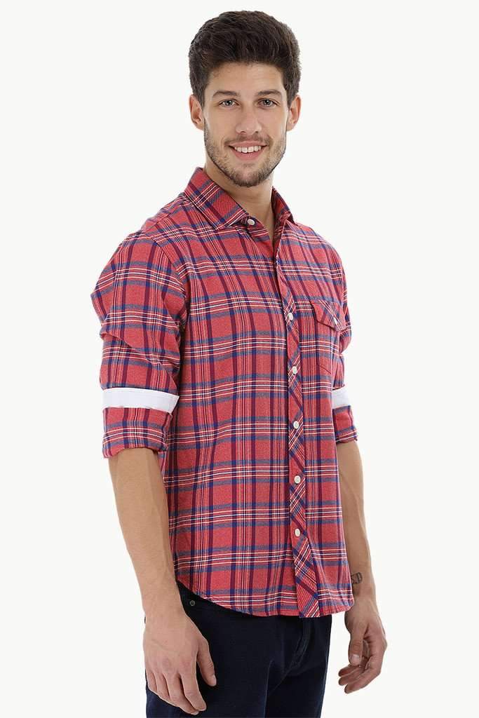 Windowpane Check Cotton Shirt