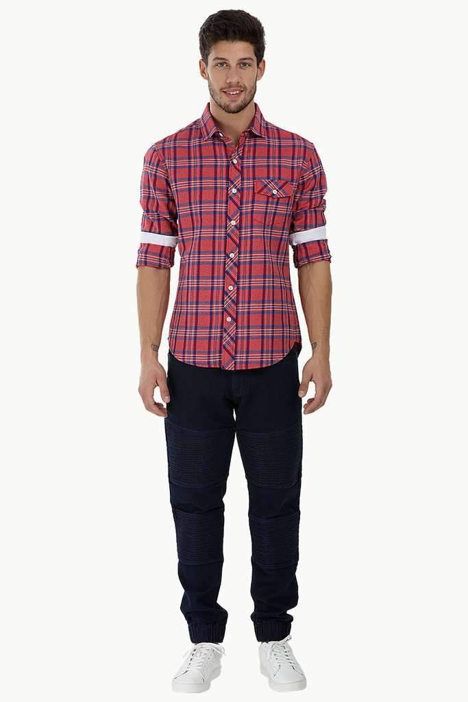 Windowpane Check Cotton Shirt