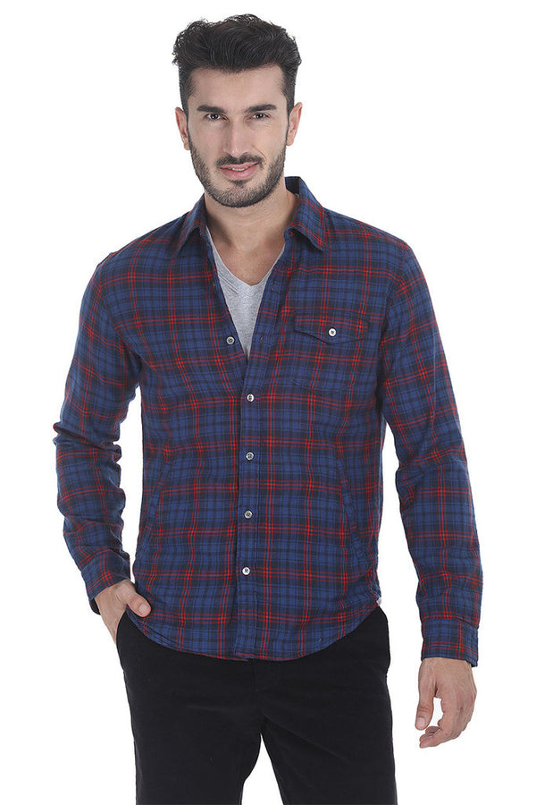 Windowpane Check Plaid Shirt Shirt With Lining