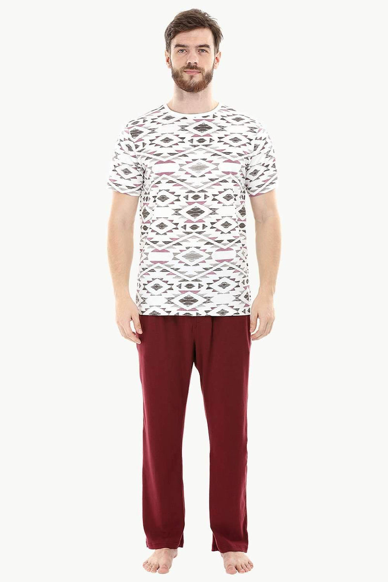 Wine Red Knit Brushed Pyjamas