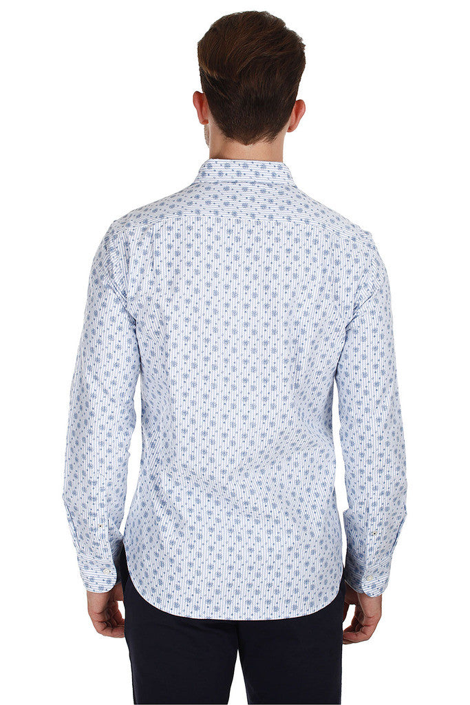 Woven Oxford Floral Printed Casual Shirt