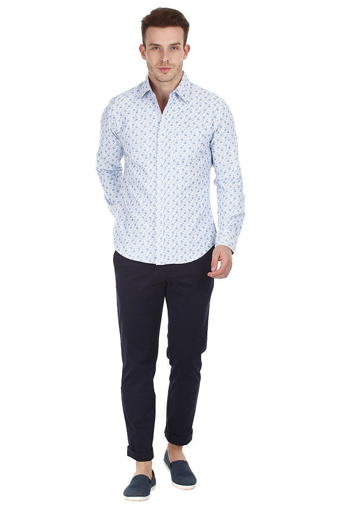 Woven Oxford Floral Printed Casual Shirt